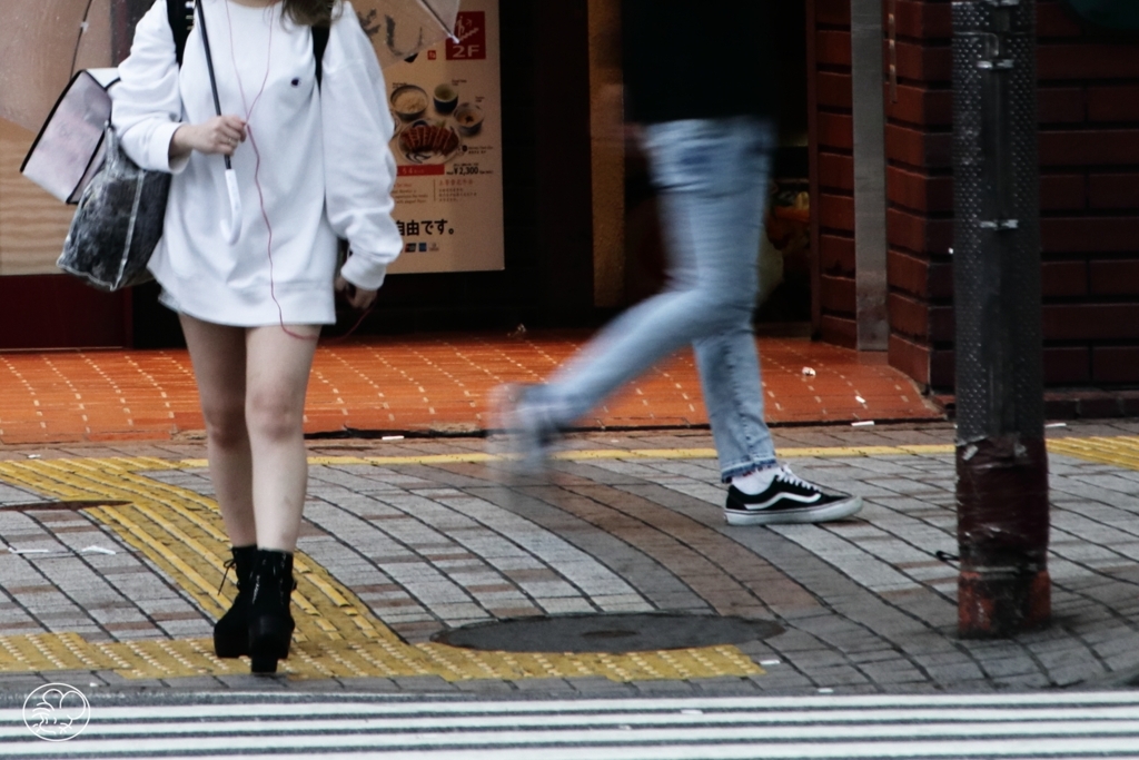 雨の中