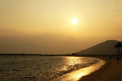 須磨海岸の夕暮れ