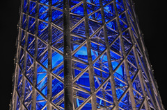Tower of blue with a white skeleton