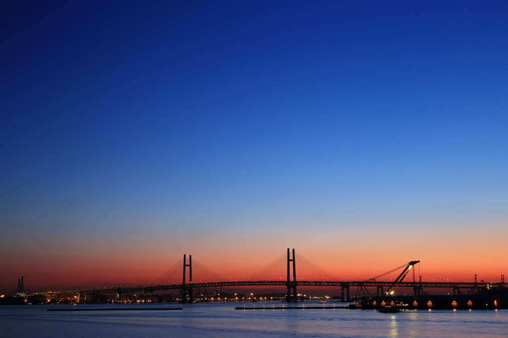 Yokohama Bay Bridge in Magic Hour