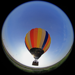 Blue sky and hot-air balloon