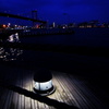 若松のデッキのランプとその向こうに見える若戸大橋