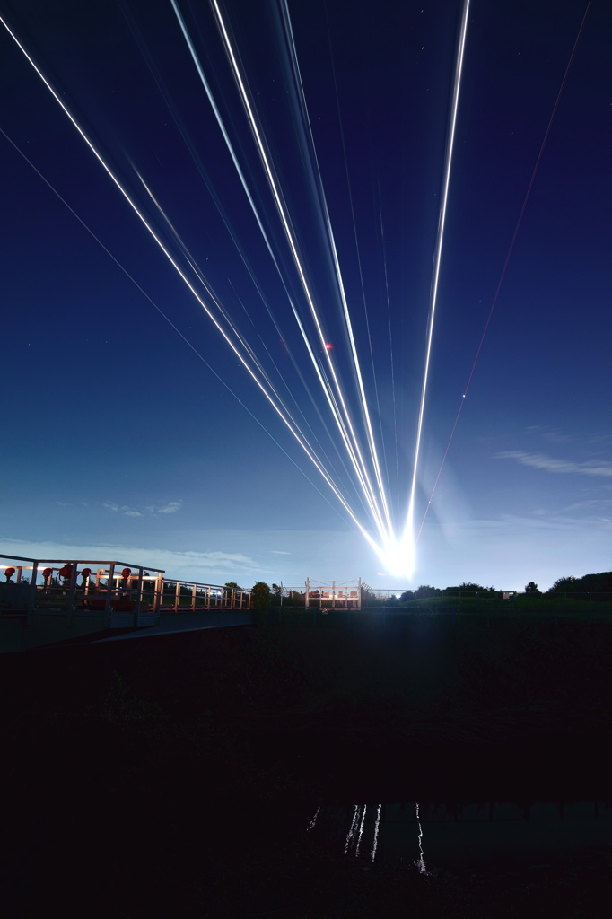 Traces of light over the head