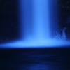 The blue waterfall in darkness 