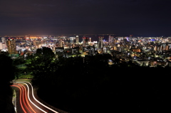 神戸の夜景と紅白の水引