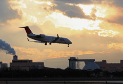 Landing　in　the　sunset