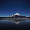 山中湖畔から夜の富士を望む