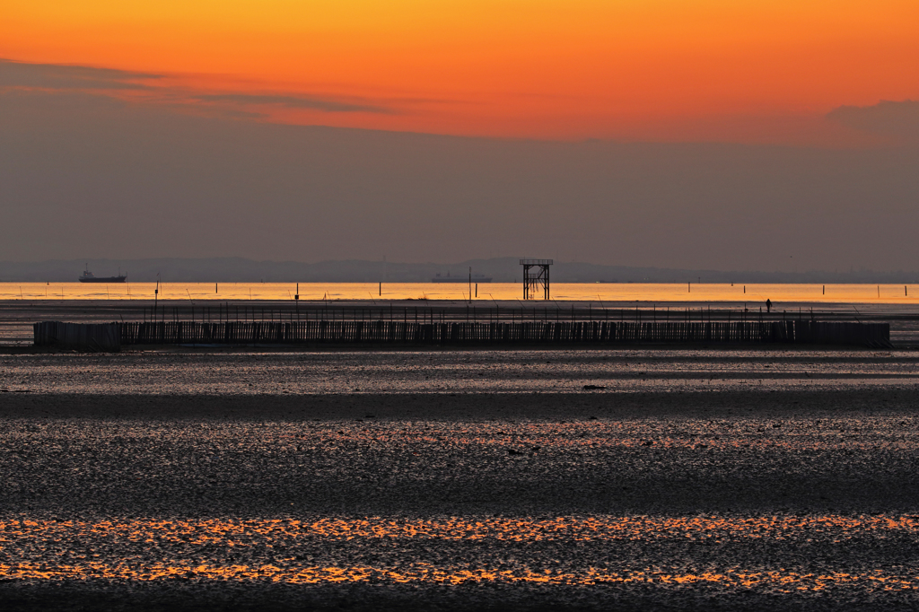 久津間海岸に沈む夕日