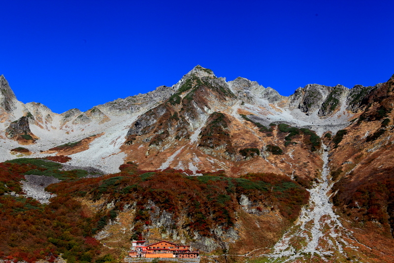 涸沢小屋と北穂高岳