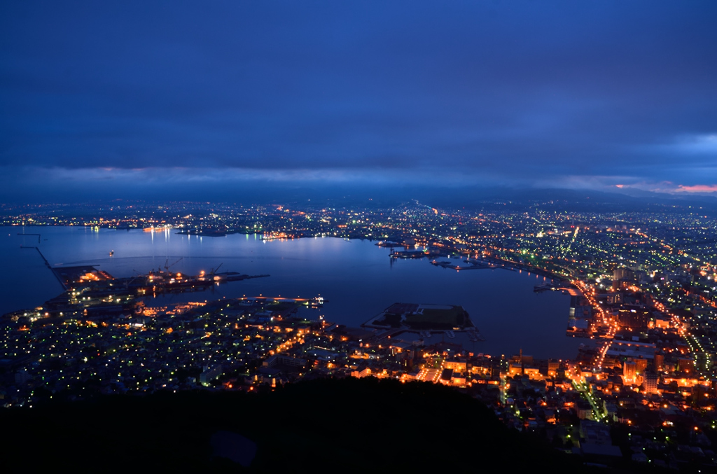 Blue port town