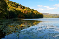 紅葉と湖