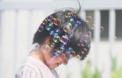girl in bubbles