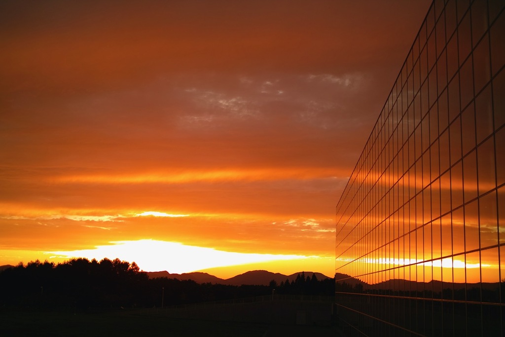 未来大学の夕焼け