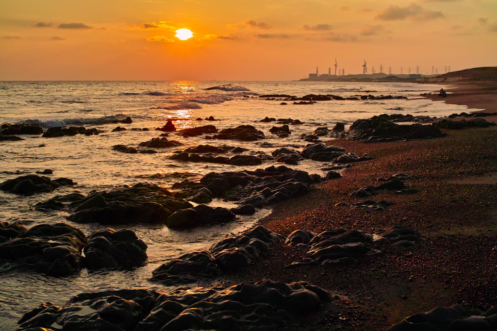 夕日の原発
