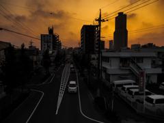 タワーの見える夕景