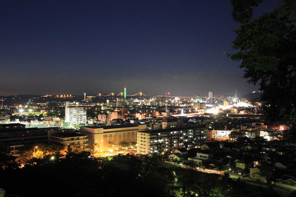 丸亀城からの瀬戸大橋