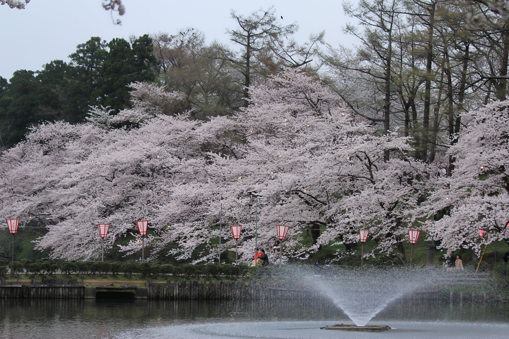 噴水のある景色