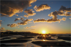 干潟の夕景