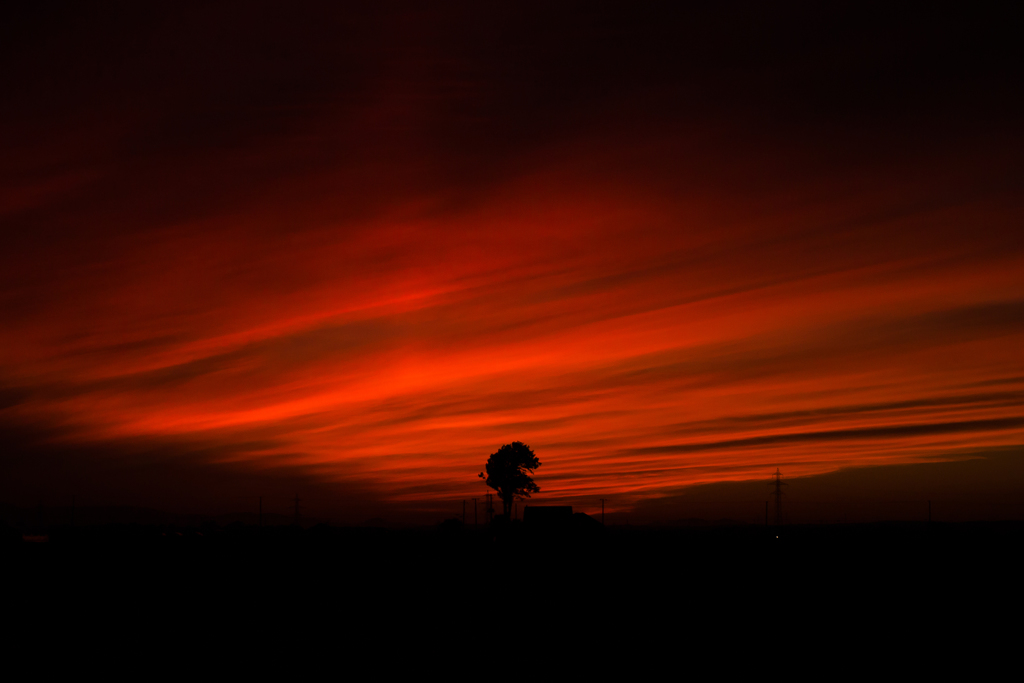 　新篠津村　夕焼け