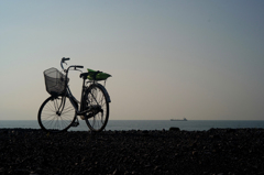 海と自転車