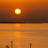 海岸住宅地からの夕日