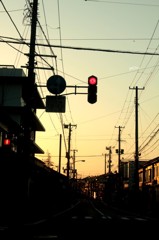 早朝の交差点