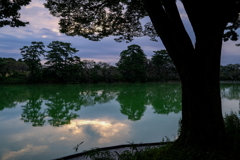 夜明けの湖畔、