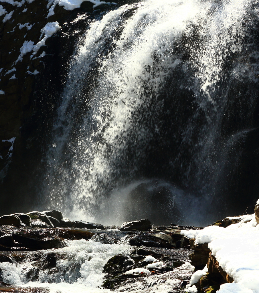 春を待つ浅間大滝、