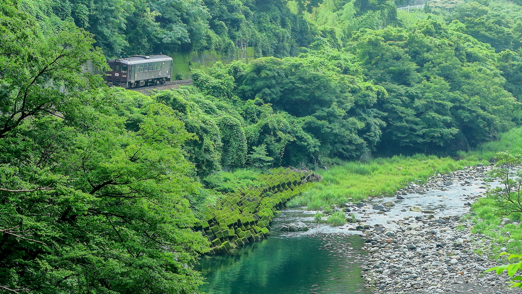 渓谷を行く、