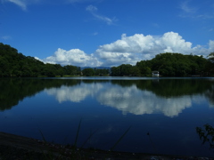 松原湖の空と鏡