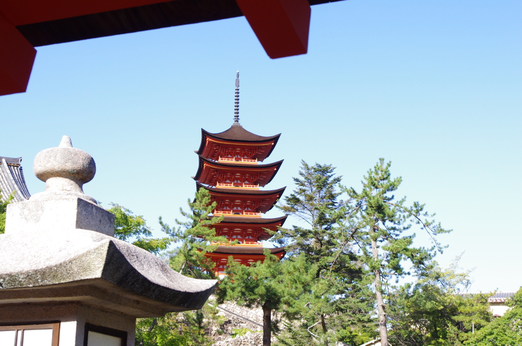 神社からの五重塔