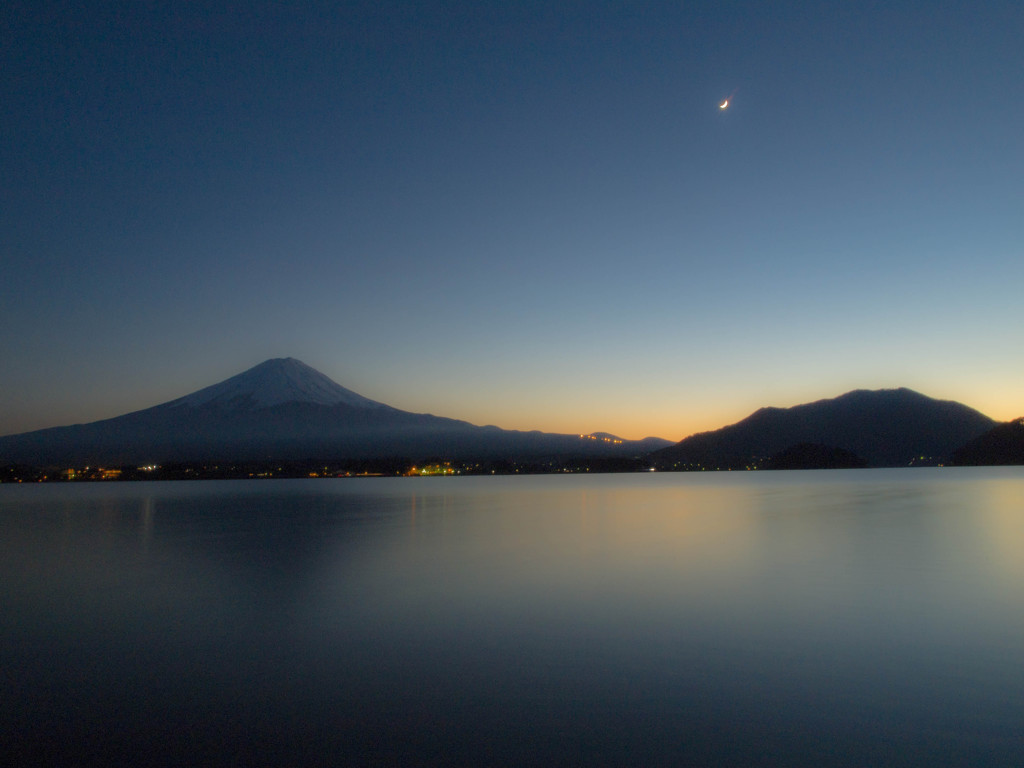 Mt.fuji and a new moon