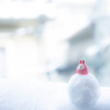 ベランダの小さな雪だるま
