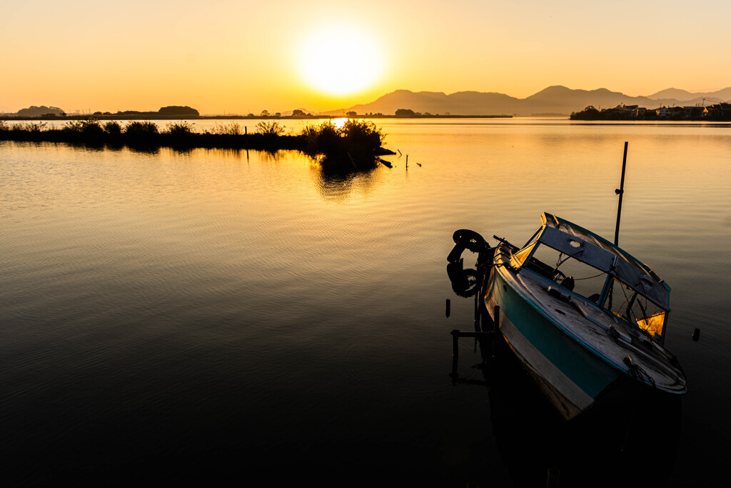 西の湖の夕暮れ