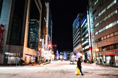 夜の札幌市街・冬
