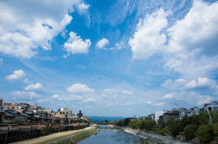 鴨川と夏の空