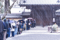 雪の日。開門を待つ。