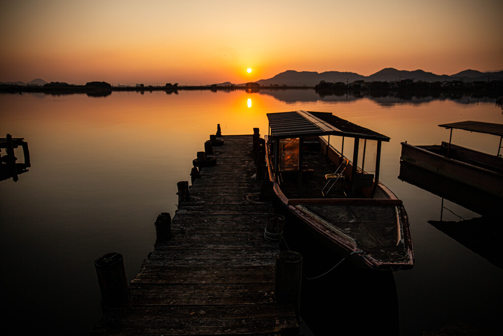 西の湖の夕暮れ