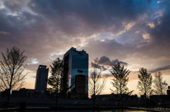 小雨の日の夕景