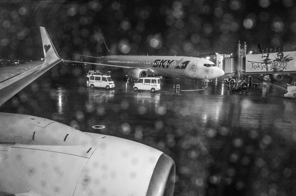 雨の空港