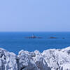 青と白、白崎海岸