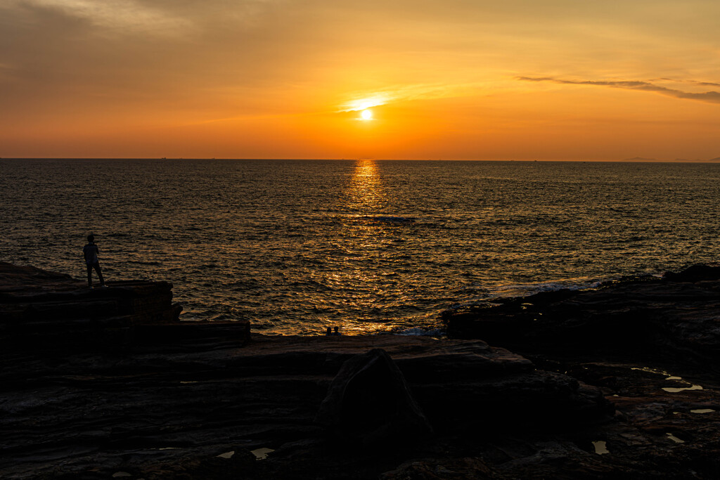 千畳敷の夕陽を眺めて