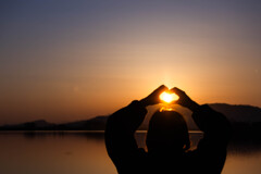 そして夕日はハートになる。