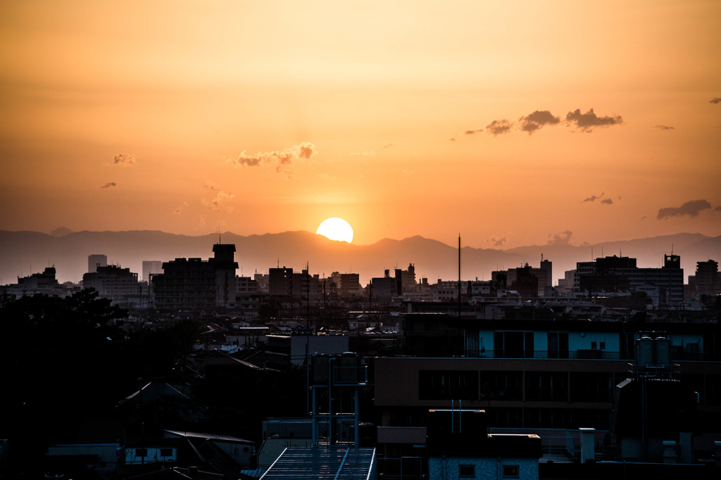 ベランダの夕日