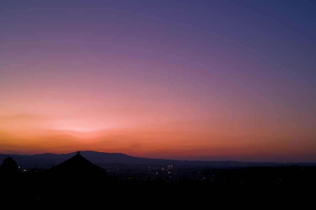 大仏殿と夕焼け