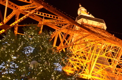 クリスマスツリーと東京タワー