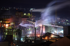 新日本製鐵室蘭製鉄所の工場夜景