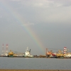 港に虹