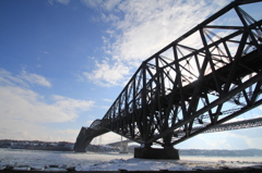 陸橋とセントローレンス川流氷