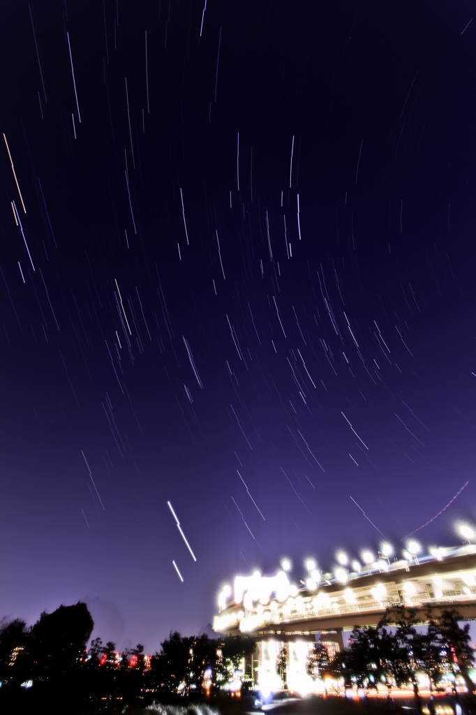 レインボーブリッジと星